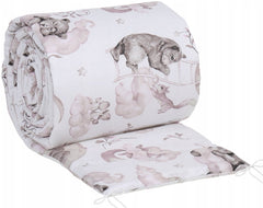 Padded Bumper To Fit Baby Cot Bed All-Round Cotton 420cm Pink Bears - MyHappy Baby