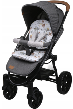 Baby Liner Stroller Buggy Pad Universal Dimple Insert 71x35cm  GREY/ Deer and Friends - MyHappy Baby