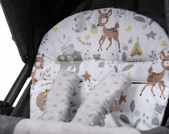 Baby Liner Stroller Buggy Pad Universal Dimple Insert 71x35cm  GREY/ Deer and Friends - MyHappy Baby
