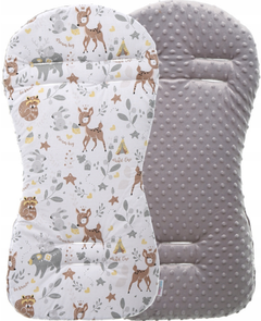 Baby Liner Stroller Buggy Pad Universal Dimple Insert 71x35cm  GREY/ Deer and Friends - MyHappy Baby