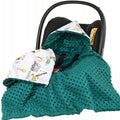 Baby Car Seat Hooded Blanket Double-sided Swaddle Wrap GREEN /Excavators