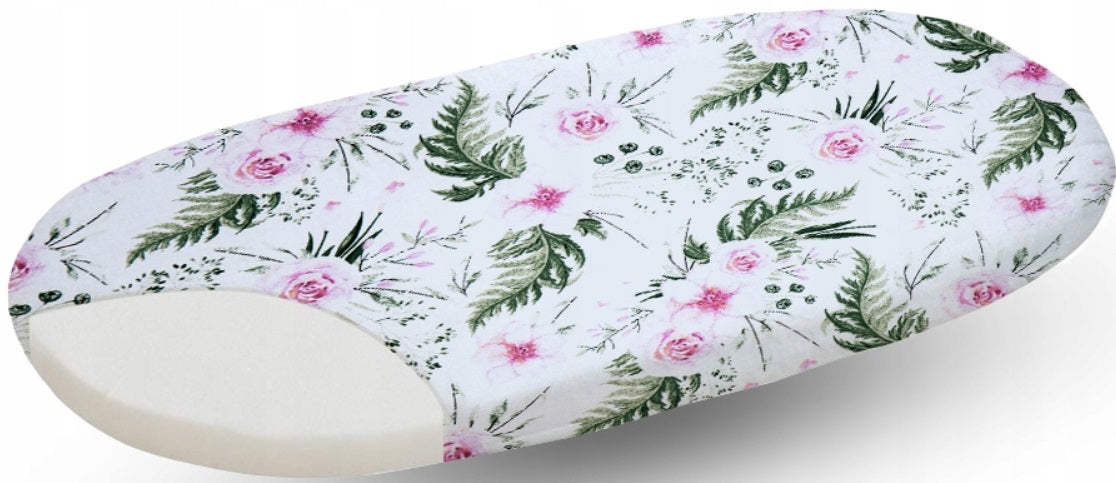 80x38cm Fitted Sheet for Baby Moses Basket Pram 100% Cotton Garden Flowers