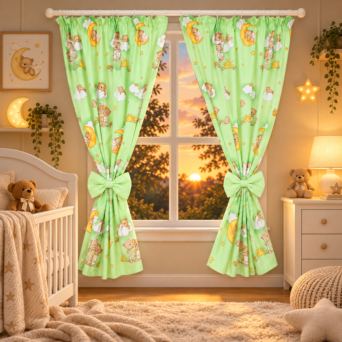 Nursery Curtains for Babies & Toddler's Bedroom Ladder green