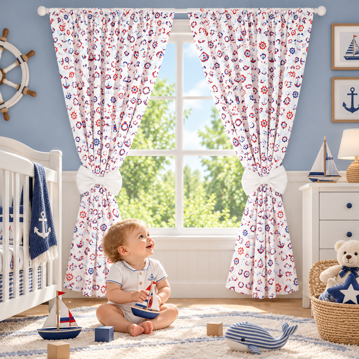 Nursery Curtains for Babies & Toddler's Bedroom Marine