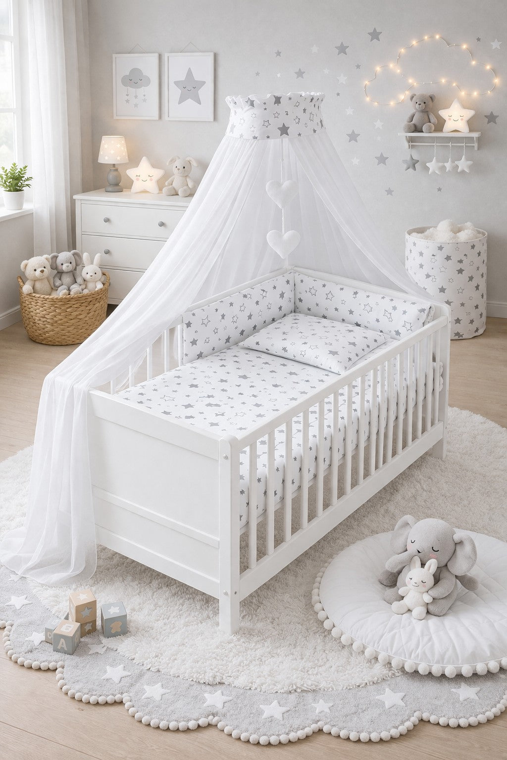 10Pc Bedding Set Cotton Duvet Sheet Fit Cot 120x60cm Milky Way