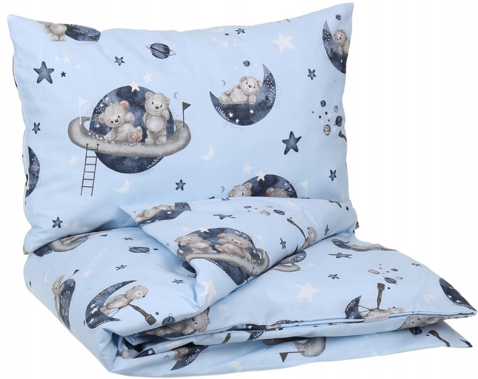 120x90 2Pc Baby Bedding Duvet Cover Set fit Cot Cotton Teddy Bear Space