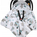 Baby Car Seat Hooded Blanket Double-sided Snuggle Swaddle Wrap Grey / On Safari