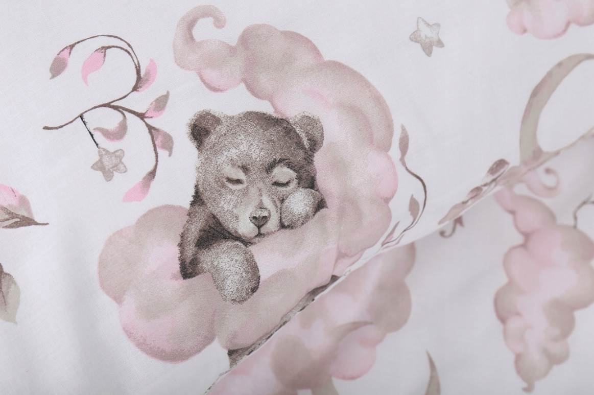 Bedding Baby Set to fit Cot 120x60cm Duvet Cover Pillow Case Organic Cotton Pink Bears