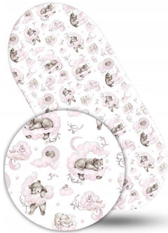 80x38cm Fitted Sheet for Baby Moses Basket Pram 100% Cotton Pink Bears - MyHappy Baby