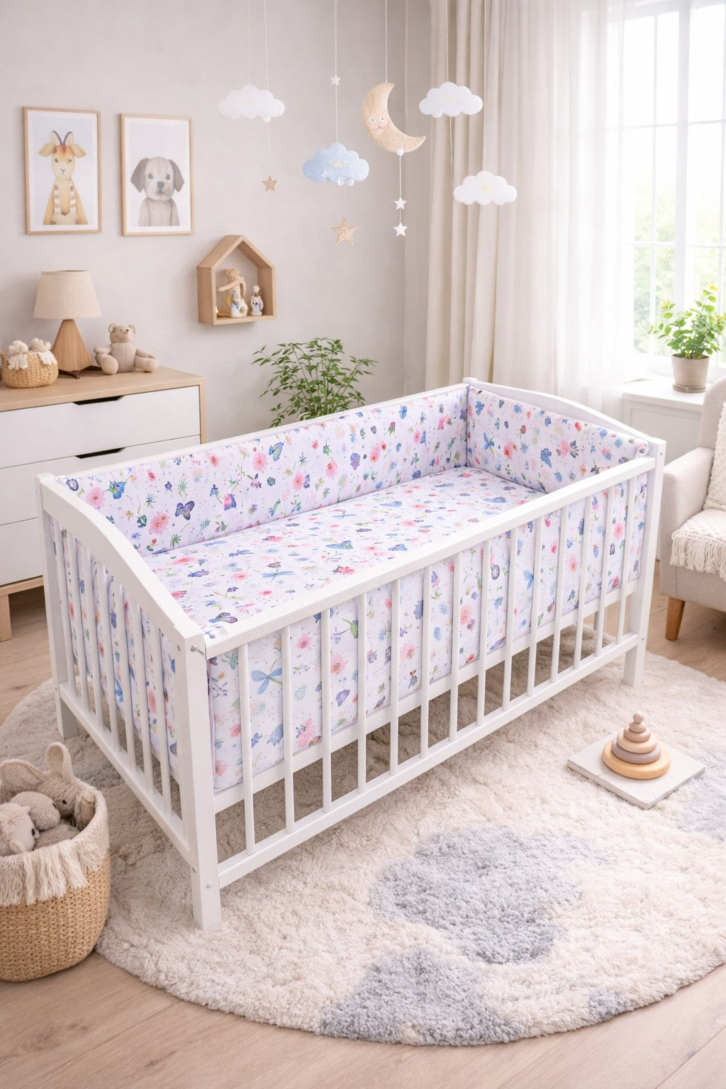 3Pc Baby Bedding Set Bumper All-round Pillow Duvet Fit Cot 120x60cm On the Meadow