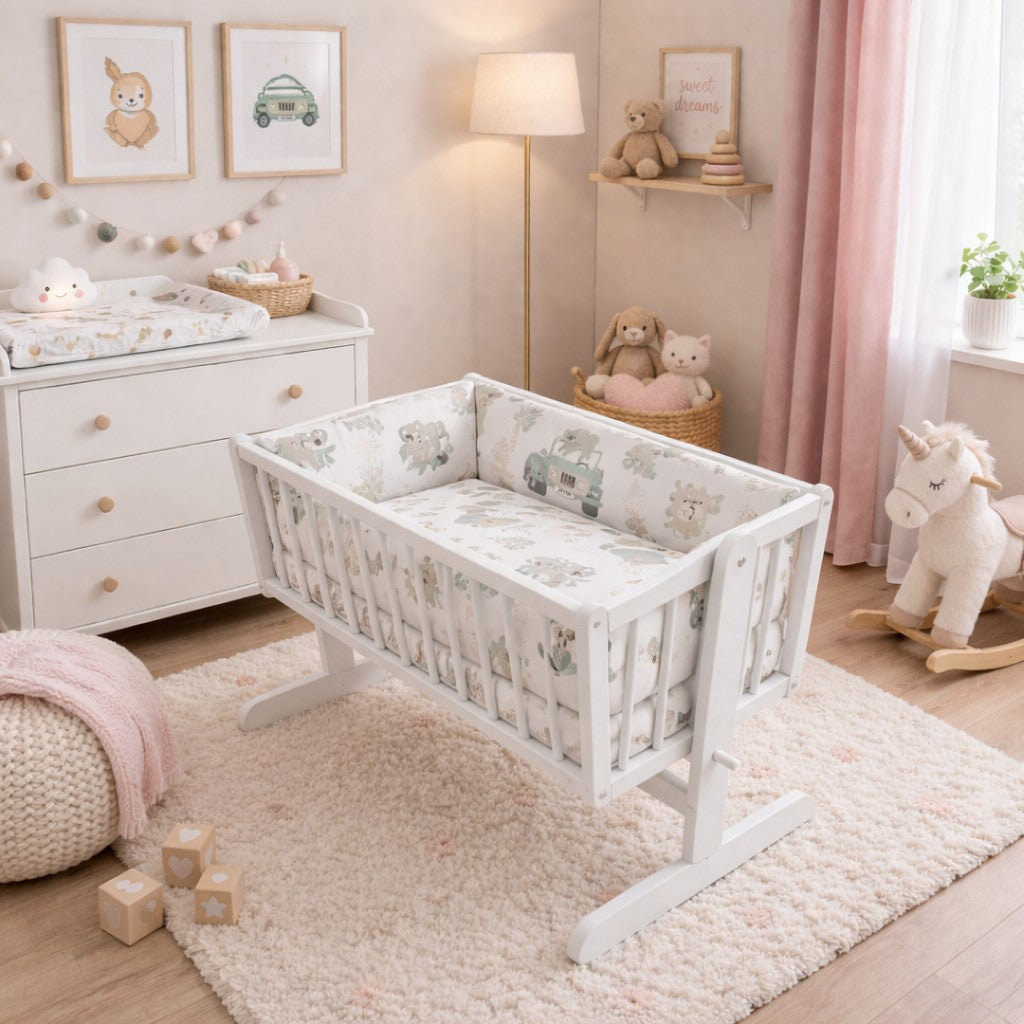 Baby Bedding Set 3pc fit Crib 70x80 Bumper 260cm Cotton On Safari