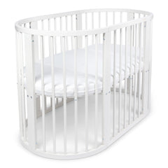 BABYMAM Snoa Oval Baby Cot – White Convertible Crib with Mattress - MyHappy Baby