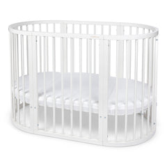 BABYMAM Snoa Oval Baby Cot – White Convertible Crib with Mattress - MyHappy Baby