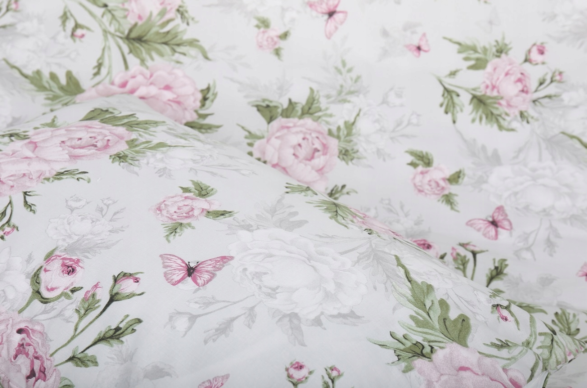 Baby Bedding Set to fit Cot 120x60cm Duvet Cover Pillow Case Organic Cotton Peony and Butterflies