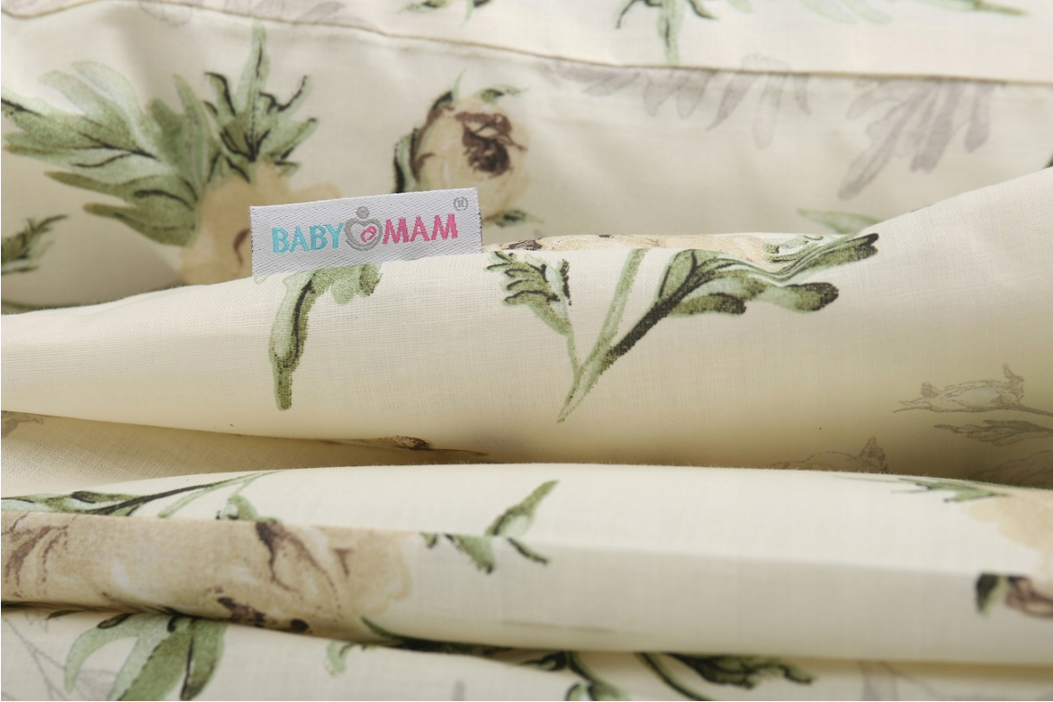Baby Bedding Set to fit Cot 120x60cm Duvet Cover Pillow Case Organic Cotton Peony Vanilla