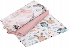 Baby Muslin Nappies Cloth Diaper 100% Cotton 3-Pack Colourful 70x80cm Peonie - MyHappy Baby