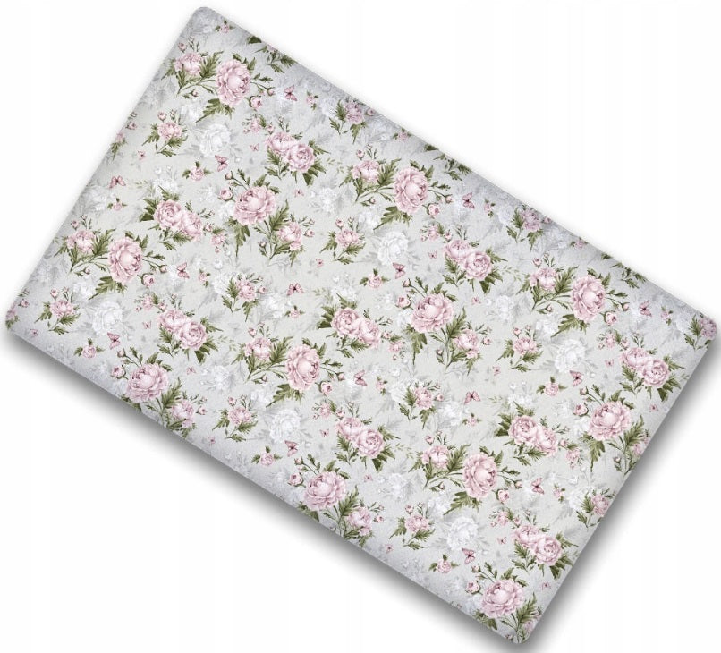 Fitted sheet 100% cotton printed design for baby crib 90x40cm Peony and  Butterflies