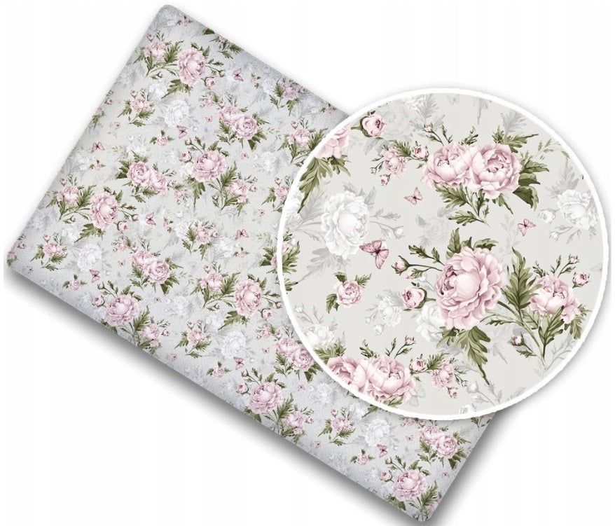 Fitted Sheet 120x60cm 100% Cotton for Baby cot Peony and Butterflies