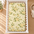 BABYMAM Baby Cot Bed Fitted Sheet 120x60 cm 100% Cotton, Soft Breathable Printed Fitted Sheet for Baby Cot Mattress (Peony Vanilla)