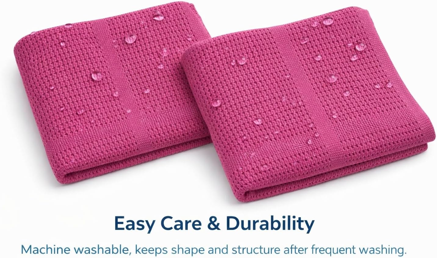 Cellular Baby Blanket 90x70 cm, Safe Nights, Organic 100% Cotton, Pack of 2, Breathable Newborn Blanket, Soft Nursery, Baby Bedding (Pink)