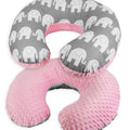 Baby Feeding Pregnancy Pillow Cover Newborn Nursing Dimple Pink/Elephants Grey