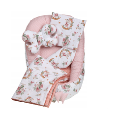 Baby 6pc Double Sided Soft Cocoon Infant Nest Bed Cushion Dreamland/ Dots Pink - MyHappy Baby