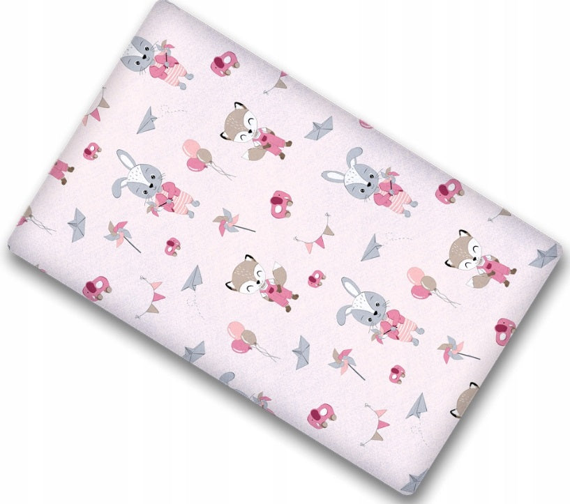 100% cotton fitted sheet printed design for baby crib 90x40cm Fox and Rabbit