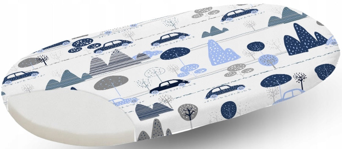 80x38cm Fitted Sheet for Baby Moses Basket Pram 100% Cotton Retro Cars