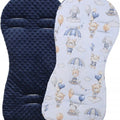 Universal Seat Liner Pushchair Double Sided Buggy Stroller 71x35cm Navy/Walk in the Clouds