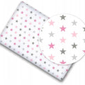 Fitted Sheet 120x60cm 100% Cotton for Baby cot Grey Pink Stars