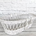 White Wicker Moses Basket With Leather Look Handle