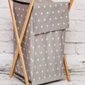 Wooden frame laundry basket with removable linen Small white on Grey