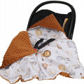 Baby Car Seat Hooded Blanket Double-sided Snuggle Swaddle Wrap Cinnamon / Lucky Star