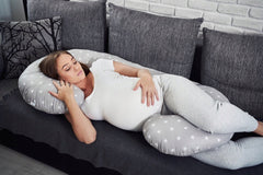 Pregnancy Pillow+Cover Rest Full Body Nursing Large C Shape Small Stars On Grey - MyHappy Baby