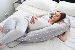 Pregnancy Pillow+Cover Rest Full Body Nursing Large C Shape Small Stars On Grey - MyHappy Baby