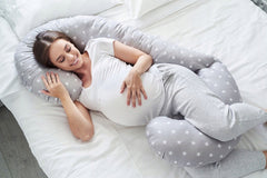 Pregnancy Pillow+Cover Rest Full Body Nursing Large C Shape Small Stars On Grey - MyHappy Baby