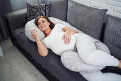 Pregnancy Pillow+Cover Rest Full Body Nursing Large C Shape Small Stars On Grey - MyHappy Baby