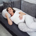 Pregnancy Pillow+Cover Rest Full Body Nursing Large C Shape Small Stars On Grey