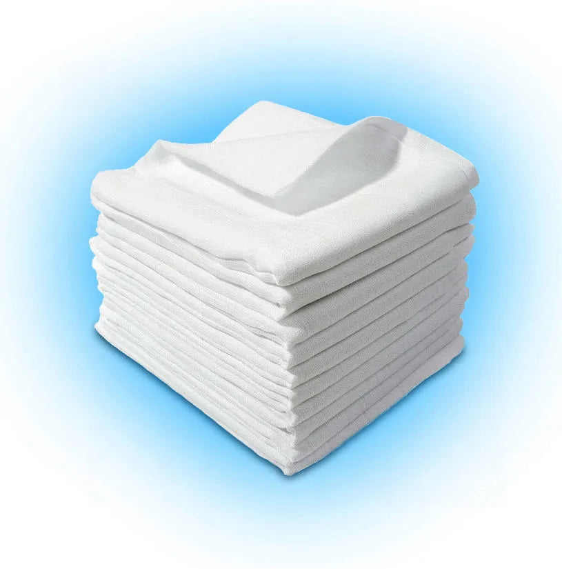 Muslin Square 100% Cotton 4Pc White Nappy Baby Nappies Pack Cloth Reusable Bib Wipe