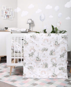 Baby Bedding Set 120x90cm Pillowcase Duvet Cover 2Pc Fit Cot Elephant in the Cloud - MyHappy Baby