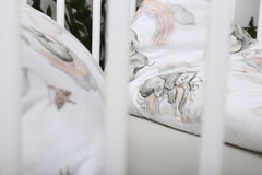 120x90cm 3Pc Baby Bedding Set Duvet Elephant On The Cloud/ Dots Pink - MyHappy Baby