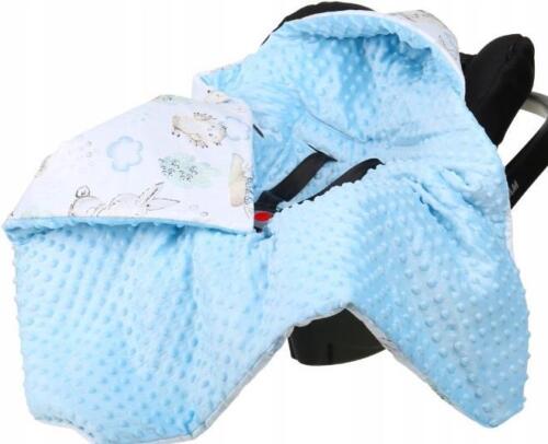 Baby Car Seat Hooded Blanket Double-sided Snuggle Swaddle Wrap BLUE/ Wolf in the forest