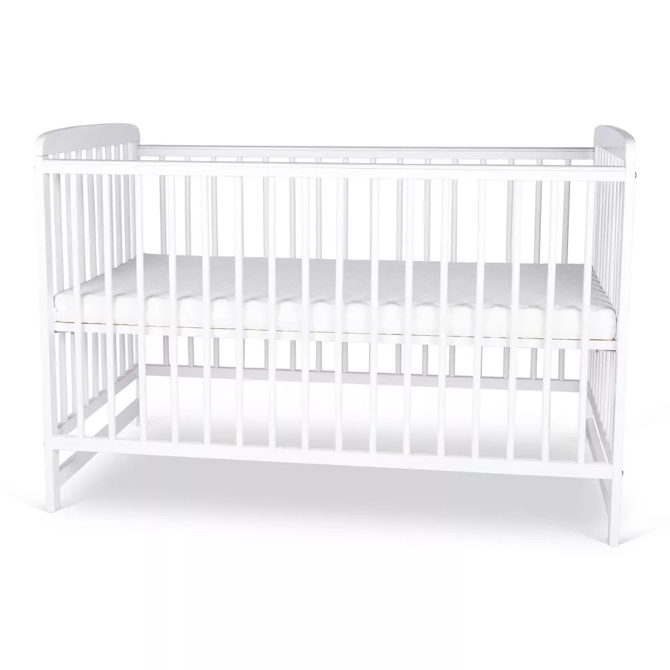 Luxury Baby Cot Crib Bed Free Mattress 120x60cm Newborn White