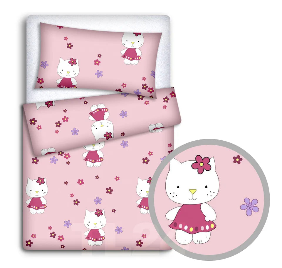 2Pc Toddler Bedding Duvet Cover Set 100% Cotton 150x120cm Hello Kitty