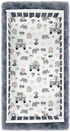 Baby Fitted Sheet 100% Cotton Mattress Toddler Bed 140x70cm On Safari - MyHappy Baby
