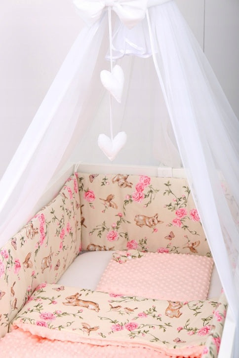 Baby Cot Liner Fit Cot All-round 360cm Straight 100% Cotton Secret Garden