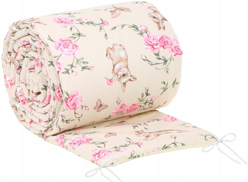 Baby Cot Liner Fit Cot All-round 360cm Straight 100% Cotton Secret Garden
