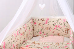 Baby Cot Liner Fit Cot All-round 360cm Straight 100% Cotton Secret Garden - MyHappy Baby