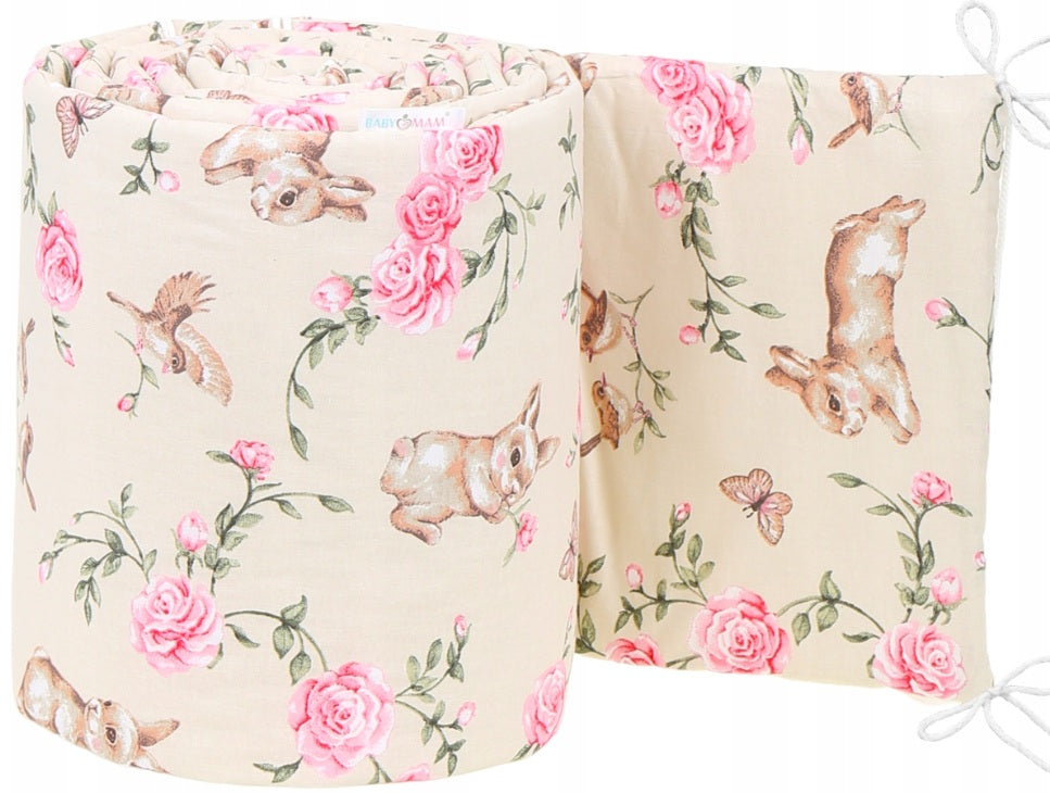 Baby Cot Liner Fit Cot All-round 360cm Straight 100% Cotton Secret Garden