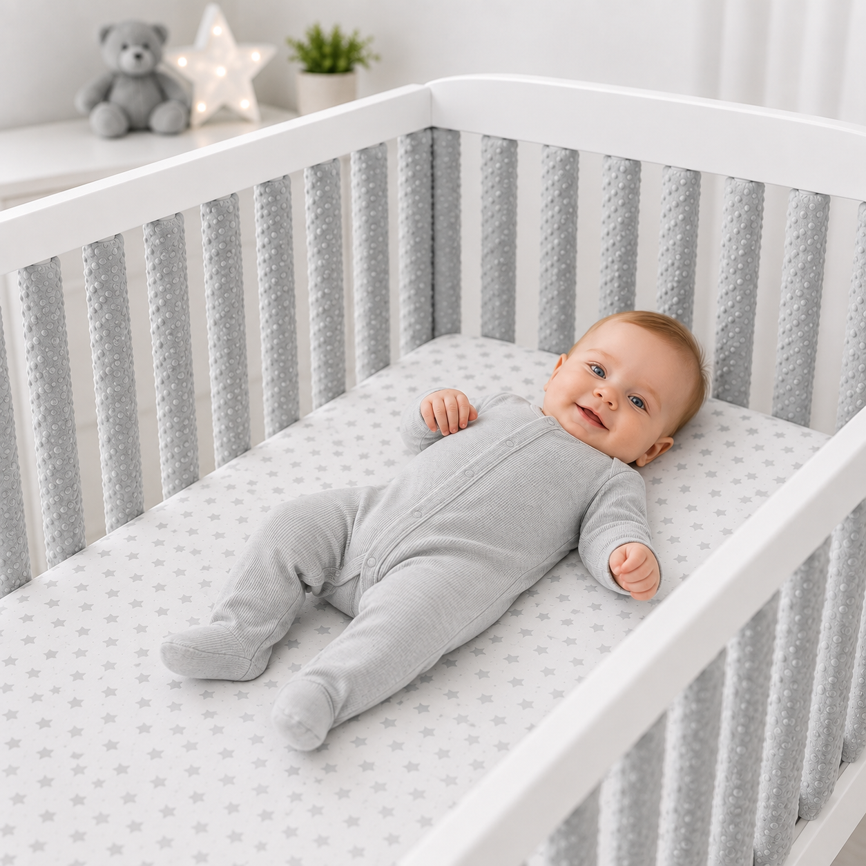 Double-sided Rail Cot Slat Cover Wrap Grey 10Pc